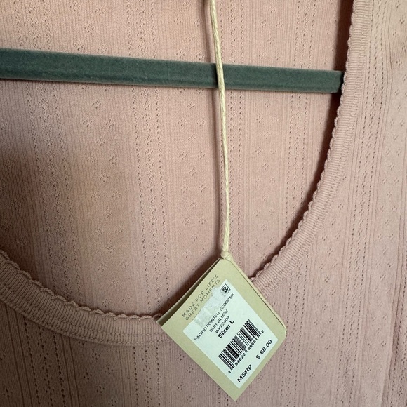 Faherty Pacific Pointelle Top Blush Long Sleeve Feminine Delicate Scoop Neck - Picture 12 of 12